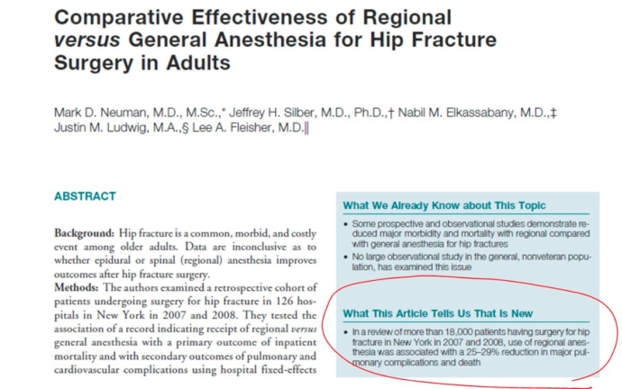 SPINAL OR GENERAL ANESTHESIA FOR HIP FRACTURE - NYSORA