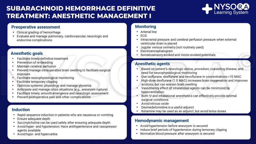 Subarachnoid Hemorrhage Definitive Management - NYSORA