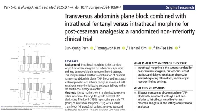 TAP block with intrathecal fentanyl or intrathecal morphine for cesarean analgesia