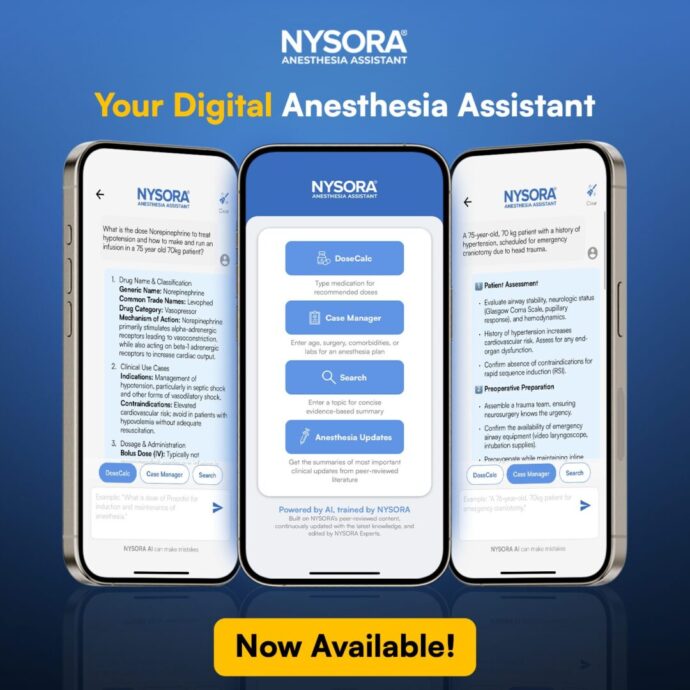 NYSORA Releases Groundbreaking Anesthesia Assistant App