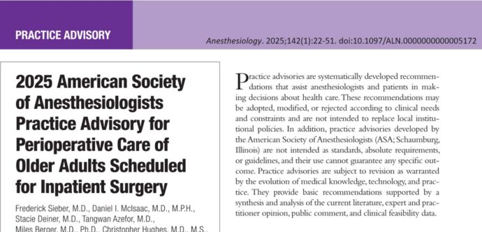 ASA’s 2025 Advisory: Perioperative Anesthesia Care for Older adults